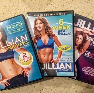Three Jillian Michaels DVD workout videos